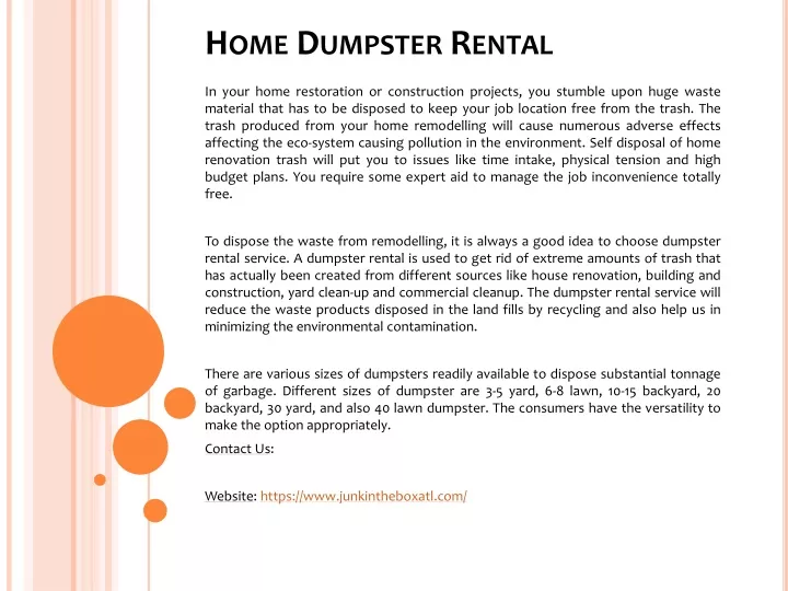home dumpster rental