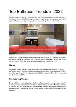 Top Bathroom Trends in 2022