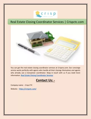 real estate closing coordinator services crispctc