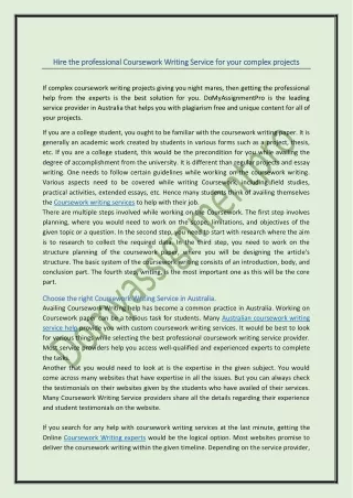 hire the professional coursework writing service