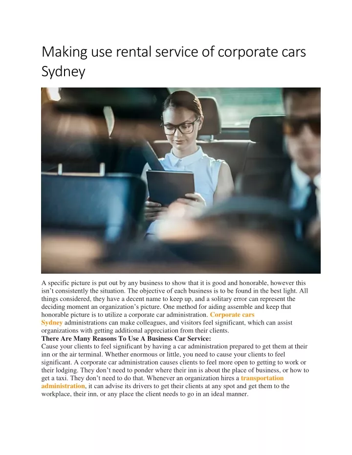 making use rental service of corporate cars sydney
