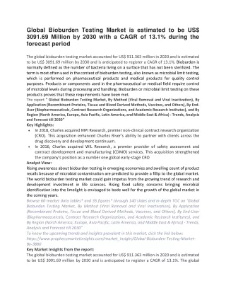 global bioburden testing market is estimated