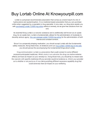 Buy Lortab Online At Knowyourpill.com