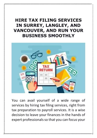 Hire tax filing services in Surrey, Langley, and Vancouver, and run your business smoothly