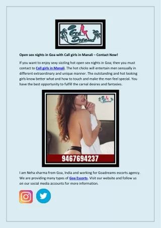 Open sex nights in Goa with Call girls in Manali