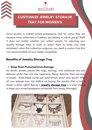 Customize Jewelry Storage Tray for Women's