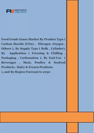 Food Grade Gases Market Will Generate Growth Opportunities Status 2030