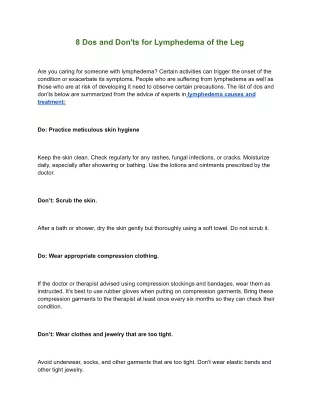 8 dos and don ts for lymphedema of the leg
