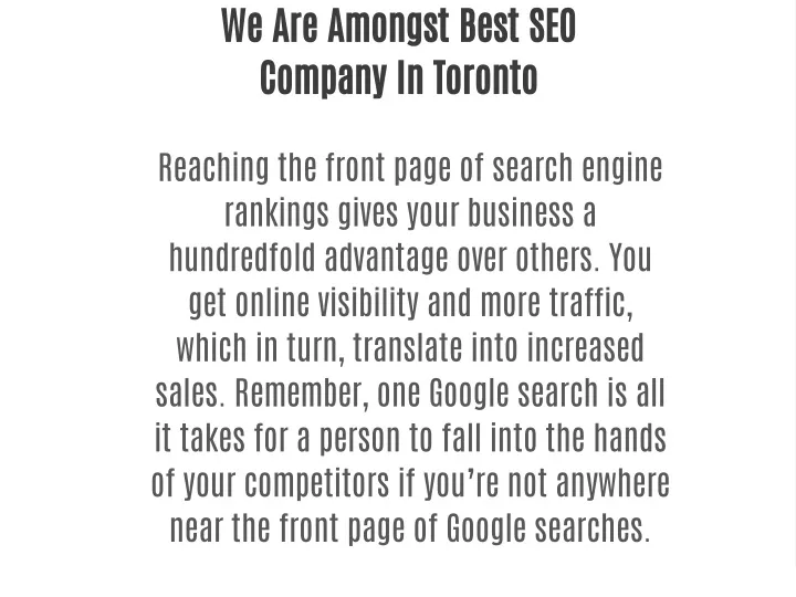 we are amongst best seo company in toronto