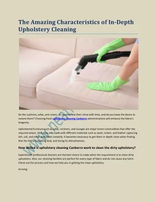 The Amazing Characteristics of In-Depth Upholstery Cleaning
