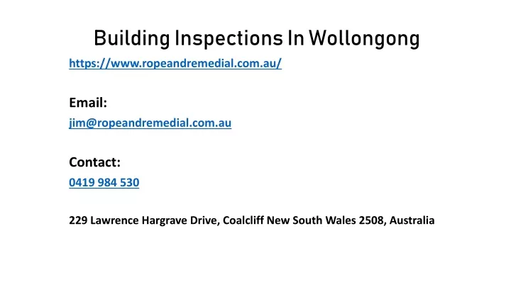 building inspections i n wollongong