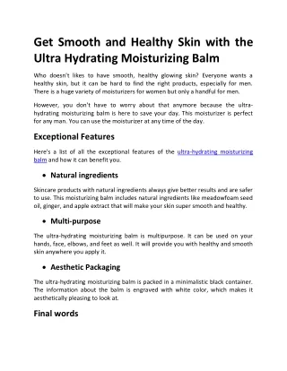 get smooth and healthy skin with the ultra