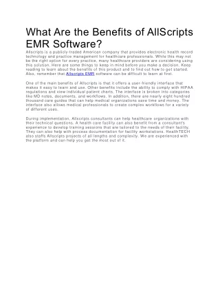 what are the benefits of allscripts emr software