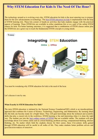 Why STEM Education For Kids Is The Need Of The Hour?