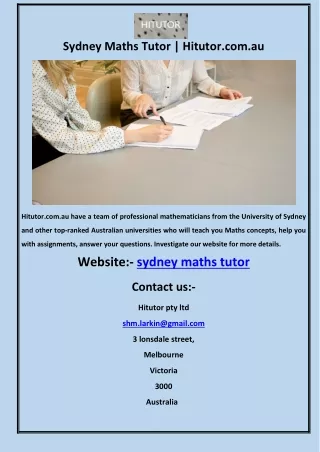 Sydney Maths Tutor | Hitutor.com.au