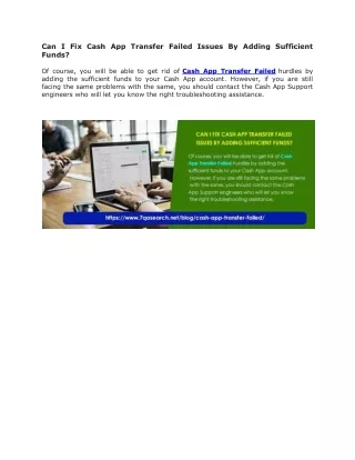 can i fix cash app transfer failed issues