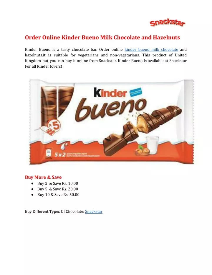 order online kinder bueno milk chocolate