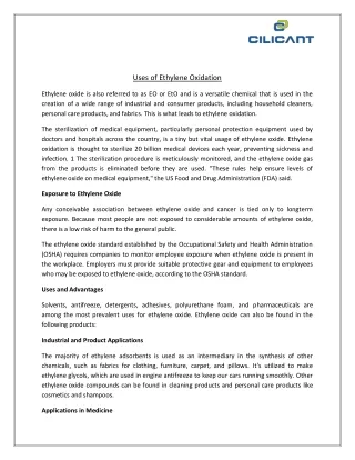 Uses of Ethylene Oxidation