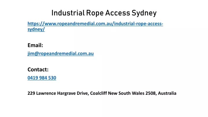 industrial rope access sydney