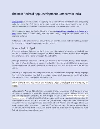The Best Android App Development Company in India