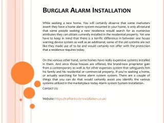 burglar alarm installation