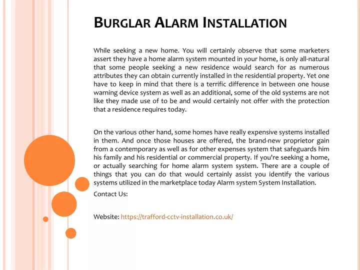 burglar alarm installation