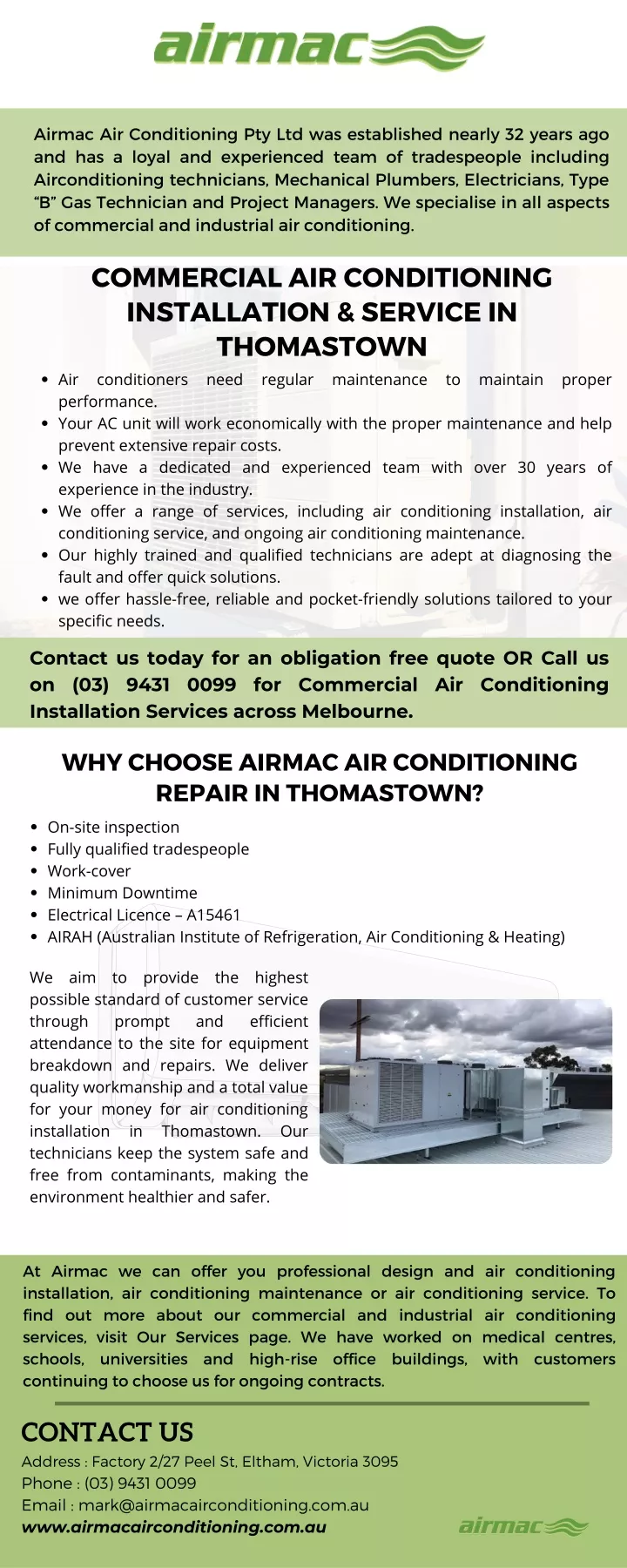 airmac air conditioning pty ltd was established