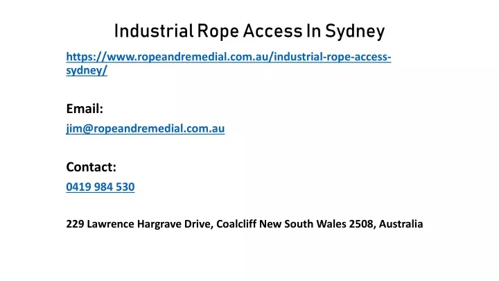 industrial rope access in sydney
