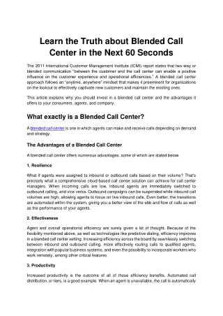 learn the truth about blended call center