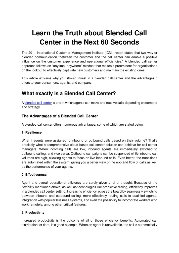 learn the truth about blended call center