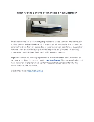 what are the benefits of financing a new mattress