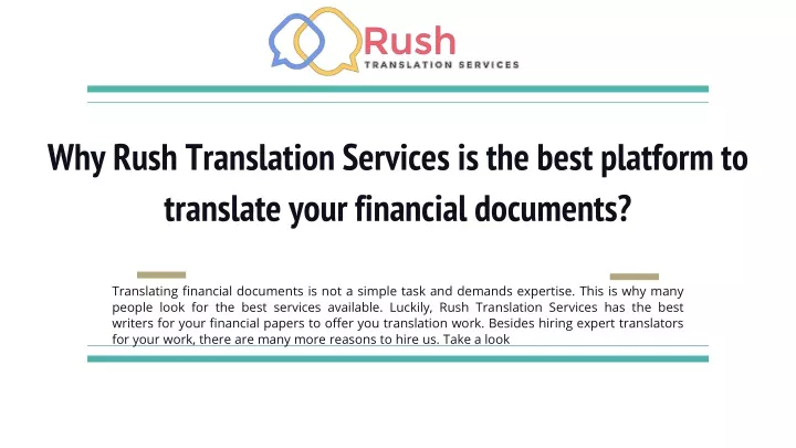 why rush translation services is the best platform to translate your financial documents