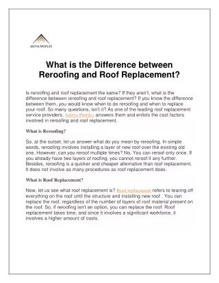 What is the Difference between Reroofing and Roof Replacement