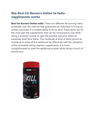Buy Best Fat Burners Online In India - supplements works