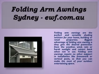 Folding Arm Awnings Sydney - ewf.com.au