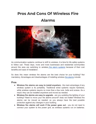 Pros And Cons Of Wireless Fire Alarms