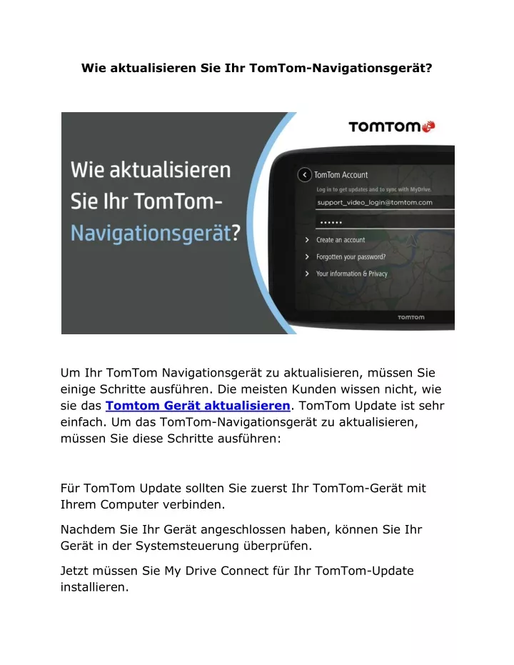 wie aktualisieren sie ihr tomtom navigationsger t