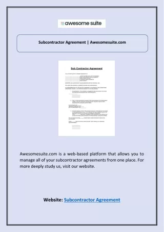 subcontractor agreement awesomesuite com