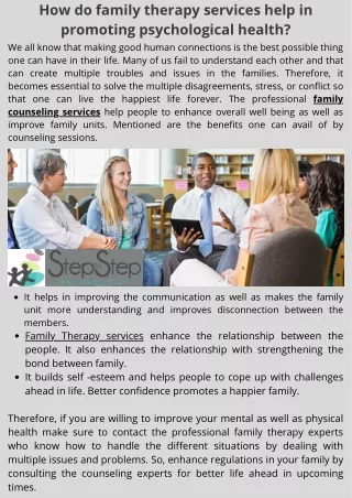 How do family therapy services help in promoting psychological healthge scale businesses