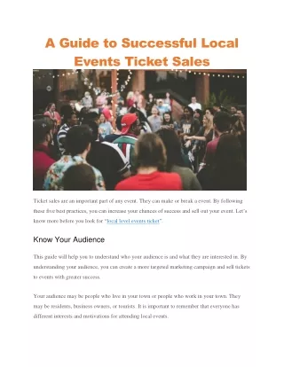 a guide to successful local events ticket sales
