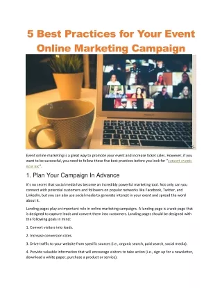 5 best practices for your event online marketing