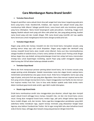 Cara Membangun Nama Brand Sendiri