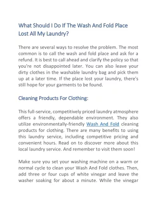 What Should I Do If The Wash And Fold Place  Lost All My Laundry?