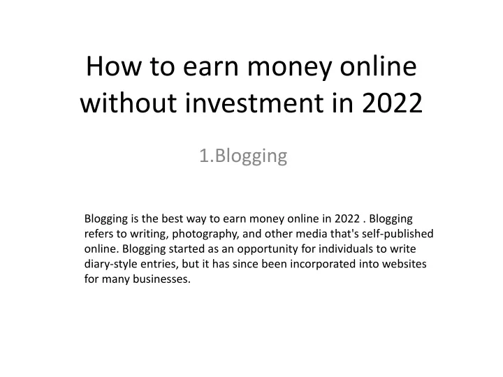 how to earn money online without investment in 2022