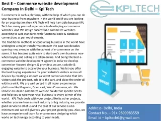 Best E-Commerce Development Company in Delhi, India- kpl tech
