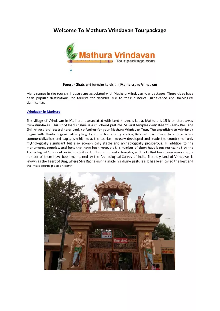 welcome to mathura vrindavan tourpackage