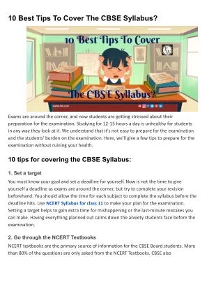 10 best tips to cover the cbse syllabus