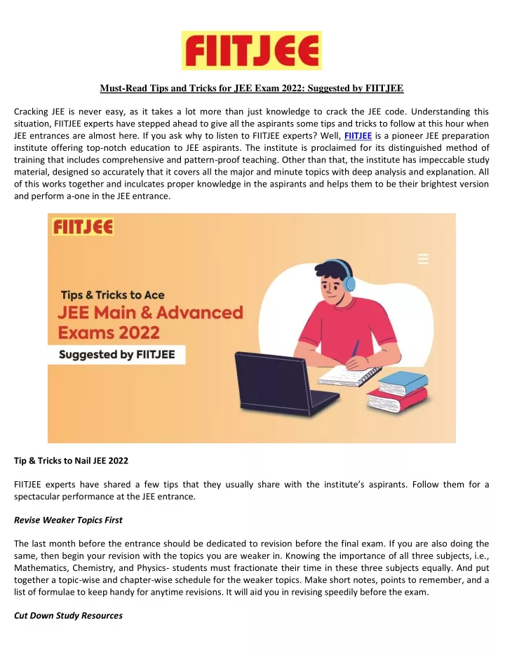 must read tips and tricks for jee exam 2022