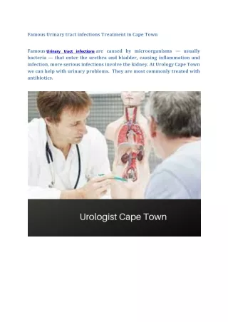 Famous Urinary tract infections Treatment in Cape Town