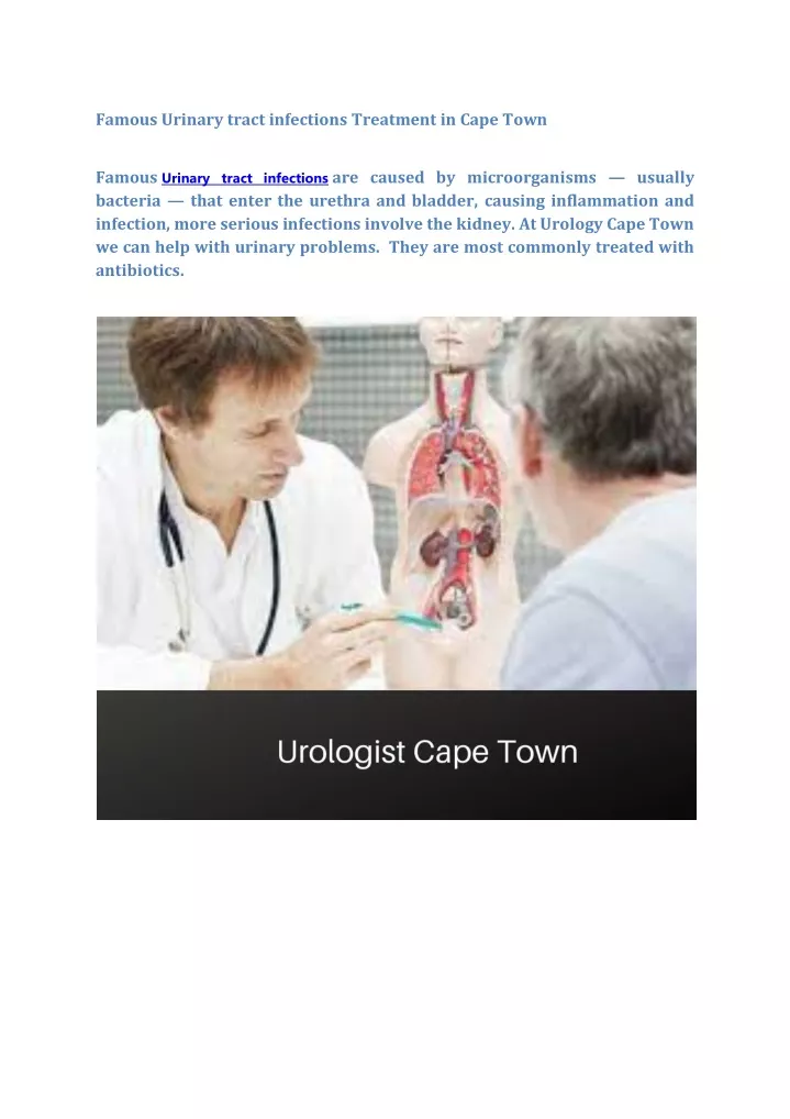 famous urinary tract infections treatment in cape